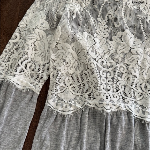 VENUS Lace Overlay Gray Blouse - Picture 2 of 8